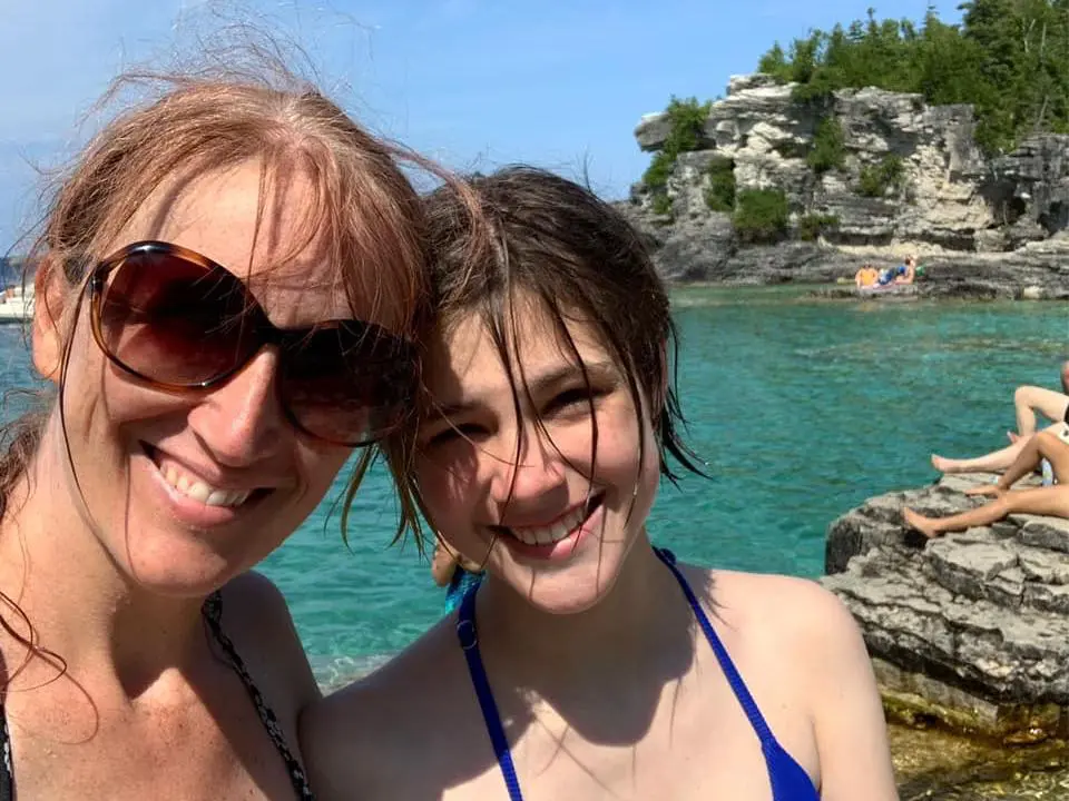 Mom and daughter at the beach