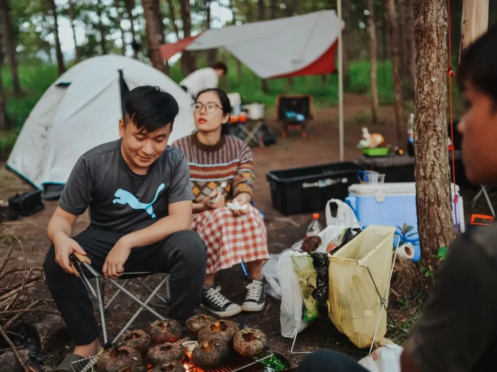 A family camping together