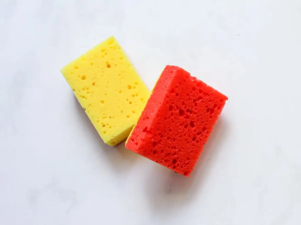 yellow and red sponges