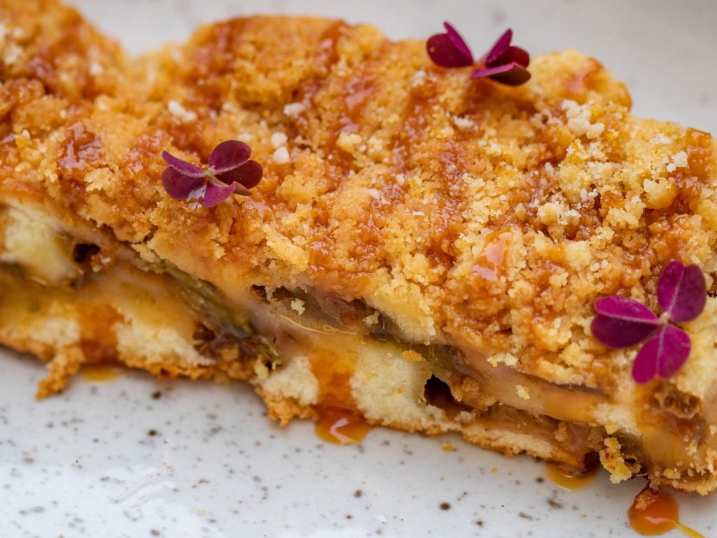 A delicious slice of freshly made Apple Cranberry Crumble