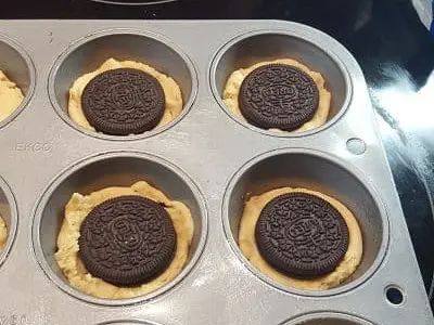 Oreo chocolate chip cookies getting ready to bake